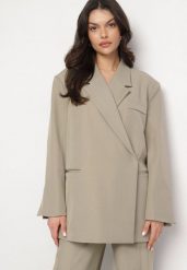 Jasnozielona Marynarka Dwurzędowa Oversize o Pudełkowym Kroju Cornelita. Zielone żakiety damskie Born2be, m, bez wzorów, z jeansu, biznesowe. Za 229.99 zł.