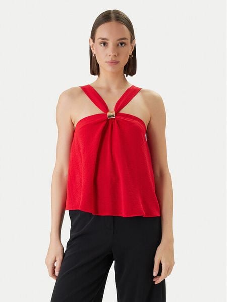 Morgan Bluzka 261-OGALAN Czerwony Regular Fit. Czerwone bluzki damskie Morgan, bez wzorów, z syntetyku, bez kołnierzyka, bez ramiączek. Za 164.99 zł.