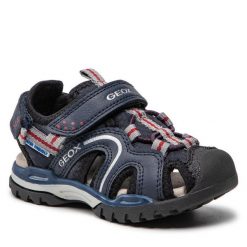 Sandały Geox. Niebieskie sandały chłopięce Geox, bez zapięcia. Za 169.99 zł.