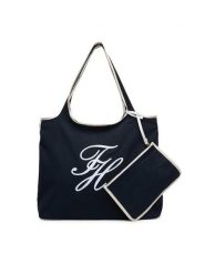Tommy Hilfiger Torebka Th Summer Tote Canvas AW0AW18398 Granatowy. Niebieskie torebki do ręki damskie Tommy Hilfiger, bez wzorów, z materiału, bez dodatków. Za 409.99 zł.