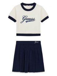 Guess Komplet bluzka i spódnica J6YG02 Z0829 Kremowy Regular Fit. Białe t-shirty i topy dla dziewczynek Guess, z aplikacjami, z wiskozy, bez ramiączek. Za 324.99 zł.