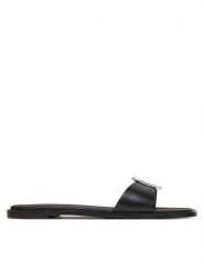 Calvin Klein Klapki Flat Slide W/Ck Hw Big - Lth HW0HW02482 Czarny. Czarne klapki damskie Calvin Klein, bez wzorów, ze skóry, bez obcasa. Za 259.99 zł.