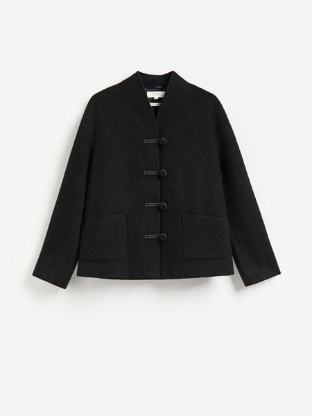 Wełniana kurtka - czarny. Czarne kurtki damskie Reserved, l, bez wzorów, z tkaniny, bez kaptura. Za 459.99 zł.