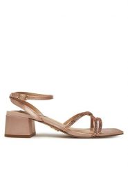 Steve Madden Sandały Gabby SM11003037 Różowy. Czerwone sandały damskie Steve Madden, bez wzorów, z materiału, bez obcasa, na słupku, bez zapięcia. Za 359.99 zł.
