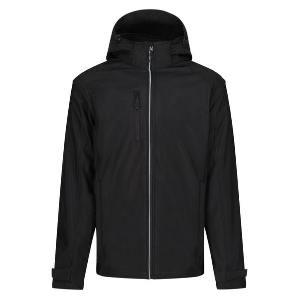 Kurtka Softshellowa Męska 4 W 1. Czarne kurtki męskie Regatta, m, bez wzorów, z materiału, klasyczne, z kapturem. Za 829.99 zł.