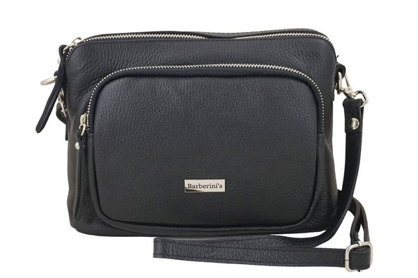 Listonoszka skórzana BARBERINI'S czarna 990-1. Czarne torebki shopper damskie Barberinis, bez wzorów, ze skóry, biznesowe, małe, bez dodatków. Za 232.99 zł.