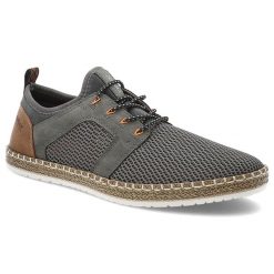 Szare Półbuty Rieker Eleganckie Obuwie Męskie. Szare eleganckie półbuty Rieker, na lato, z gumy, eleganckie, bez zapięcia. Za 349.00 zł.