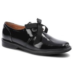 Półbuty damskie Simen, skóra naturalna lakierowana z gładką cholewką dekoracyjną kokardą, czarne, 4651A-N. Czarne mokasyny damskie Simen, z lakierowanej skóry, biznesowe. Za 259.00 zł.