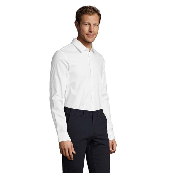 Męska Koszula Z Długim Rękawem Blake Stretch. Czarne koszule męskie SOL'S, l, bez wzorów, z bawełny, bez kołnierzyka, bez ramiączek. Za 179.99 zł.