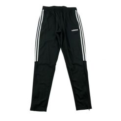 Spodnie dresowe męskie o zwężanym kroju z poliestru. Czarne spodnie sportowe męskie Adidas, m, bez wzorów, z dresówki, do biegania. Za 124.96 zł.