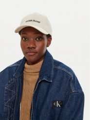 Guess Jeans Czapka z daszkiem M4BZ26 WF8V1 Écru. Rękawiczki męskie Guess Jeans, z aplikacjami, z jeansu. Za 79.99 zł.