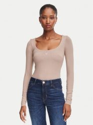 Guess Body W6YP21 K4356 Beżowy Slim Fit. Brązowe koszule damskie Guess, xs, z aplikacjami, z wiskozy, bez kołnierzyka, bez ramiączek. Za 214.99 zł.