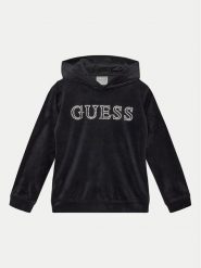 Guess Bluza J4YQ27 KBXI2 Czarny Regular Fit. Czarne bluzy dla dziewczynek Guess, z aplikacjami, z syntetyku, bez ramiączek, bez kaptura. Za 129.99 zł.
