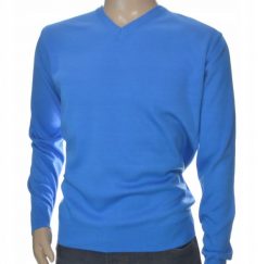 Sweter męski w szpic serek z wełny wełniany niegryzący XXL 2XL lazur 1703. Bluzy męskie Selantino, m, bez wzorów, z wełny, bez kaptura. Za 151.28 zł.