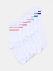 Prążkowane skarpetki z bawełną 7 pack - biały. Białe skarpety damskie Sinsay, bez wzorów, z bawełny. Za 22.99 zł.