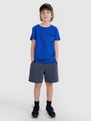 4F Spodenki dresowe chłopięce - szare 140 (9-10 lat). Szare szorty dla chłopców 4f, bez wzorów, z bawełny, sportowe. Za 69.99 zł.