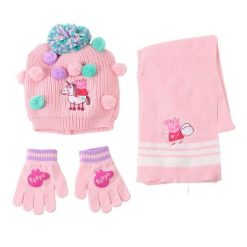 Czapki, szaliki i rękawiczki PEPPA PIG Różowy. Czerwone rękawiczki dziecięce Peppa Pig, bez wzorów. Za 158.00 zł.