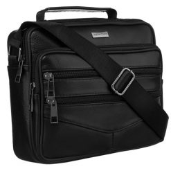 Skórzana torba męska na ramię do pracy - Rovicky. Torby na ramię męskie ROVICKY, bez wzorów, ze skóry, biznesowe, na ramię. Za 65.99 zł.