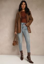 Niebieskie Jeansy Skinny Regular Waist z Bawełną Tevirsa. Niebieskie jeansy damskie Renee. Za 99.99 zł.