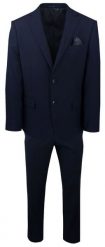 Taliowany Garnitur Męski - Victorio - Granatowy. Niebieskie garnitury męskie Victorio, bez wzorów, z elastanu, biznesowe. Za 799.00 zł.