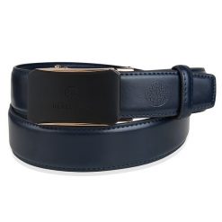 Skórzany pasek męski granatowy ELITE BETLEWSKI® granatowy 105-cm. Niebieskie paski damskie bez wzorów. Za 63.96 zł.