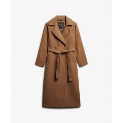 Płaszcz damski Superdry Relaxed. Brązowe płaszcze damskie Superdry., l, bez wzorów, z materiału, eleganckie, bez kaptura. Za 850.65 zł.