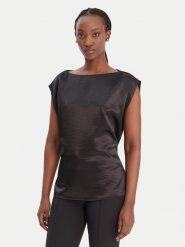 Guess Bluzka W6RH19 W2612 Czarny Regular Fit. Czarne bluzki damskie Guess, m, z aplikacjami, z syntetyku, bez kołnierzyka, bez ramiączek. Za 349.99 zł.