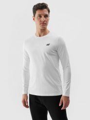 4F Longsleeve gładki męski - biały 3XL. Białe koszulki sportowe męskie 4f, m, bez wzorów, z bawełny, bez kołnierzyka, bez ramiączek. W wyprzedaży za 39.99 zł.