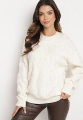 Jasnobeżowy Sweter o Luźnym Kroju i Wzorzystym Splocie ze Ściągaczami Elondrae. Brązowe swetry damskie Born2be, uniwersalny, bez wzorów, z bawełny, eleganckie, bez kołnierzyka, bez ramiączek, długie, bez kaptura. Za 149.99 zł.