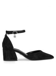 Nine West Czółenka WFA3358-1A Czarny. Czarne czółenka damskie Nine West, bez wzorów, z materiału, bez obcasa, bez zapięcia. Za 229.99 zł.