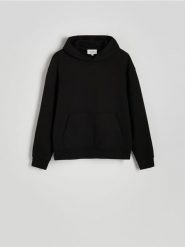 Bawełniana bluza comfort fit - czarny. Czarne bluzy męskie Reserved, l, bez wzorów, z bawełny, bez kaptura. W wyprzedaży za 159.99 zł.