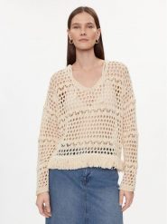 Kontatto Sweter 3M2063C Beżowy Regular Fit. Brązowe swetry damskie Kontatto, m, bez wzorów, z bawełny, bez kołnierzyka, bez ramiączek, bez kaptura. Za 359.99 zł.