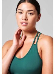 Koszulka Casal V-Neck Racerback Sportowa Damska Oddychająca do Jogi. Zielone koszulki sportowe damskie Casall, l, bez wzorów, z materiału, bez kołnierzyka, bez ramiączek, na fitness i siłownię. Za 159.00 zł.