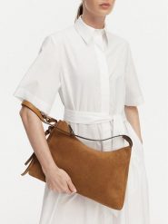 Tommy Hilfiger Torebka Th Statement Shoulder Bag Suede AW0AW18824 Brązowy. Brązowe torebki do ręki damskie Tommy Hilfiger, bez wzorów, ze skóry, bez dodatków. Za 949.99 zł.
