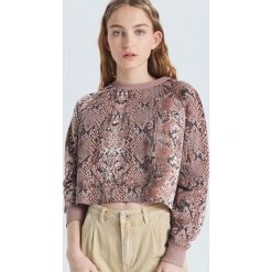 Krótka bluza z wężowym wzorem - Kremowy. Bluzy damskie Cropp. W wyprzedaży za 19.99 zł.