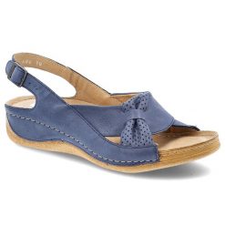 Niebieskie Sandały Armodo Płaskie Obuwie Damskie. Niebieskie klapki damskie Armodo, bez wzorów, ze skóry, bez obcasa, na koturnie, bez zapięcia. Za 259.00 zł.