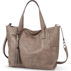 Torebka shopper ze stebnowanym przeszyciem i chwostem bonprix kamienisty. Torebki shopper damskie marki bonprix. Za 129.99 zł.
