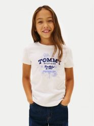 Tommy Hilfiger T-Shirt KG0KG09257 Biały Regular Fit. Białe t-shirty i topy dla dziewczynek Tommy Hilfiger, bez wzorów, z bawełny, bez ramiączek. Za 149.99 zł.