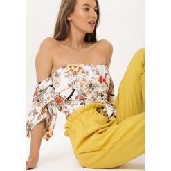 Żółte Spodnie Exanimate. Żółte spodnie materiałowe damskie Born2be, l, bez wzorów, z materiału, z podwyższonym stanem. Za 39.99 zł.