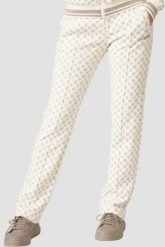 GUESS Beżowe spodnie damskie z monogramem, Rozmiar XS. Brązowe spodnie materiałowe damskie Guess, s, z aplikacjami. Za 429.99 zł.