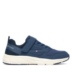 Sneakersy Tommy Hilfiger. Niebieskie trampki i tenisówki chłopięce Tommy Hilfiger, bez wzorów, bez zapięcia. Za 329.99 zł.
