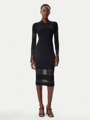Patrizia Pepe Sukienka dzianinowa 8A1420/K078-K103 Czarny Slim Fit. Czarne sukienki damskie Patrizia Pepe, bez wzorów, z dzianiny, bez kołnierzyka, bez ramiączek. Za 669.99 zł.