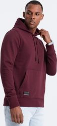 Ombre Bawełniana męska dresowa bluza kangurka z kapturem BASIC bordowa V3 OM-SSBN-0161 XL. Czerwone bluzy męskie Ombre, m, bez wzorów, z bawełny, z kapturem. Za 169.99 zł.
