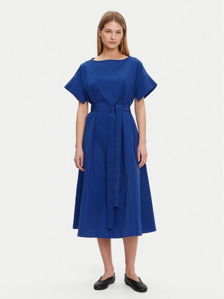 Weekend Max Mara Sukienka codzienna Finish 2515221032 Niebieski Regular Fit. Niebieskie sukienki damskie Weekend Max Mara, na co dzień, bez wzorów, z bawełny, bez kołnierzyka, bez ramiączek, proste. Za 759.99 zł.