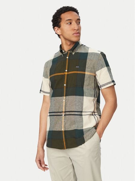 Barbour Koszula Douglas MSH5077TN51 Zielony Regular Fit. Zielone koszule męskie Barbour, l, bez wzorów, bez kołnierzyka, bez ramiączek. Za 379.99 zł.