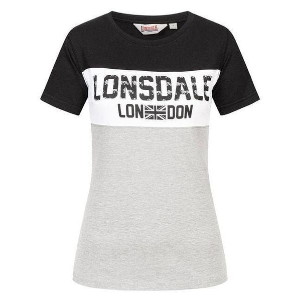 Koszulka damska Lonsdale Tallow. Czarne t-shirty damskie Lonsdale, l, bez wzorów, z bawełny, eleganckie, bez kołnierzyka. Za 151.50 zł.