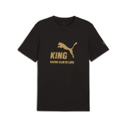 Męska koszulka z logo RC Lens KING PUMA Black Matte Gold Beige. Brązowe koszulki sportowe męskie Puma, m, bez wzorów, ze lnu, bez kołnierzyka, bez ramiączek, do piłki nożnej. Za 139.00 zł.