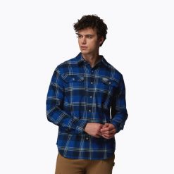 Koszula męska Columbia Flare Gun Stretch Flannel. Niebieskie koszule męskie Columbia, m, bez wzorów, sportowe, bez kołnierzyka, bez ramiączek. Za 259.99 zł.