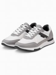 Męskie buty sneakersy z siateczką mesh - szare V2 - Rozmiar: 42. Szare buty sportowe męskie Ombre Clothing, z dzianiny, bez zapięcia. W wyprzedaży za 99.99 zł.