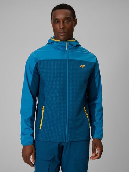 4F Bluza trekkingowa regular z kapturem męska - niebieska L. Niebieskie bluzy męskie 4f, l, bez wzorów, z materiału, z kapturem. Za 249.99 zł.